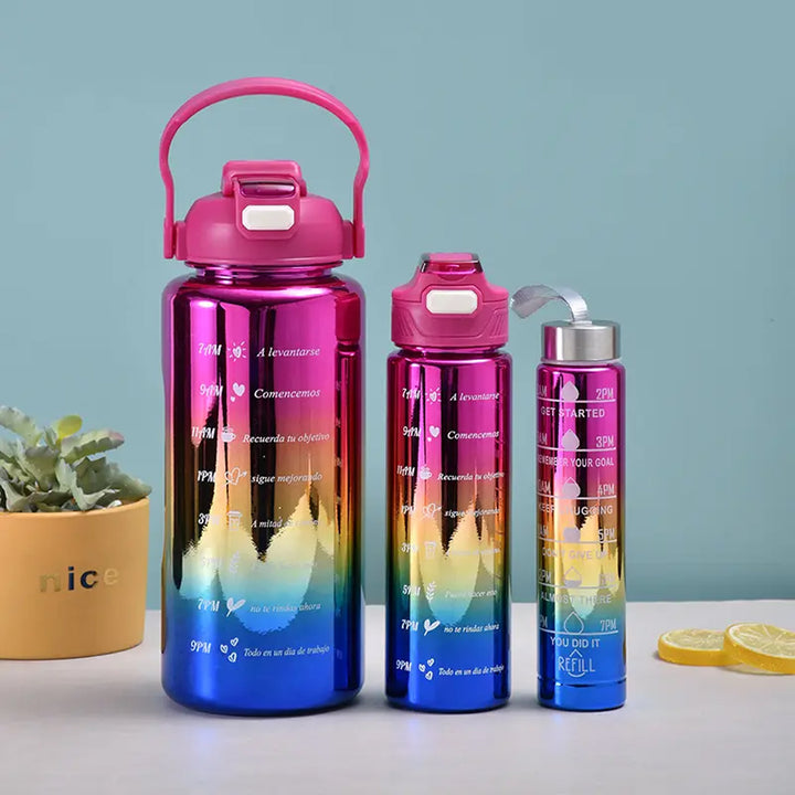 Combo Trio Termo Botella De Agua Motivac