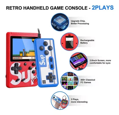 Mini consola retro Game Boy: ¡400 juegos clásicos en la palma de la mano!